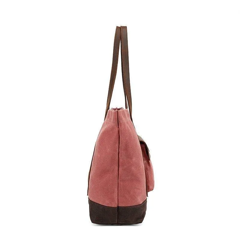 Woosir Oversized Waxed Canvas Tote Bag with Pocket