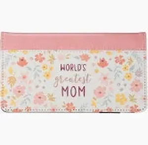 World's Greatest Mom Peach Floral Faux Leather Checkbook Wallet