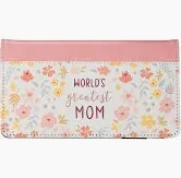 World's Greatest Mom Peach Floral Faux Leather Checkbook Wallet