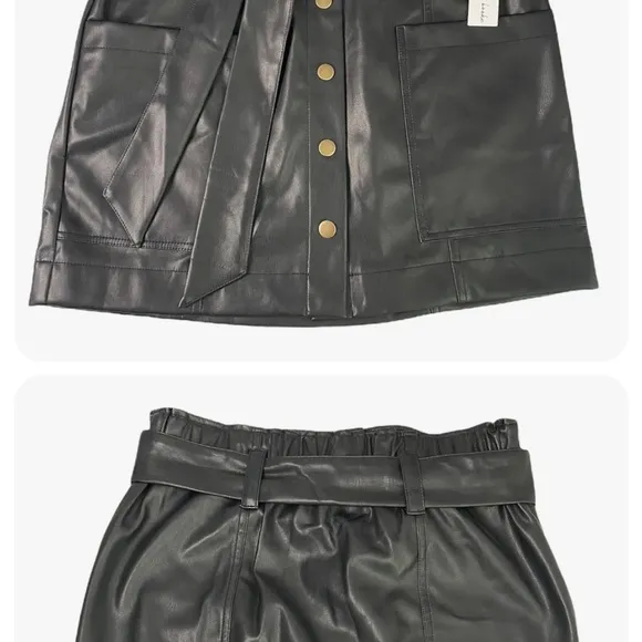 Young Fabulous and Broke Faux Leather skirt with Belt. Medium
