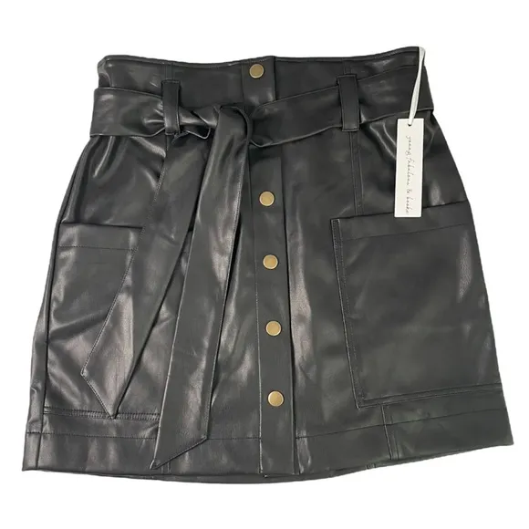Young Fabulous and Broke Faux Leather skirt with Belt. Medium