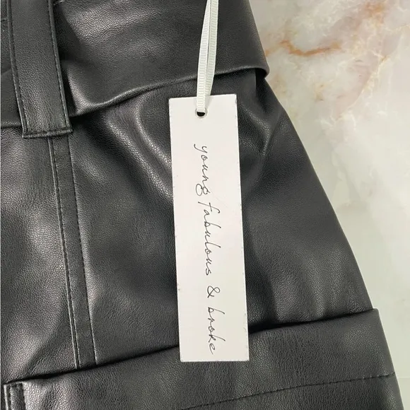 Young Fabulous and Broke Faux Leather skirt with Belt. Medium