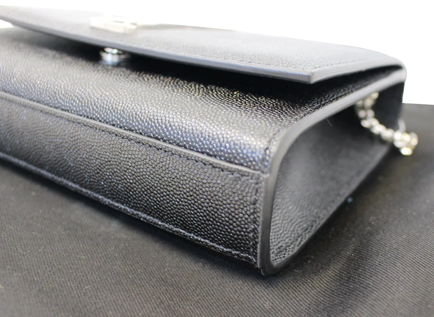 YVES SAINT LAURENT Kate Black Leather Chain Clutch Crossbody Bag