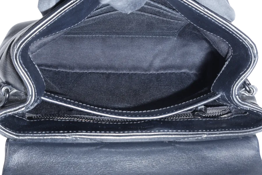 YVES SAINT LAURENT (YSL) LOULOU TOY SO BLACK WITH BLACK CALFSKIN WITH STRAPS AND DUST COVER