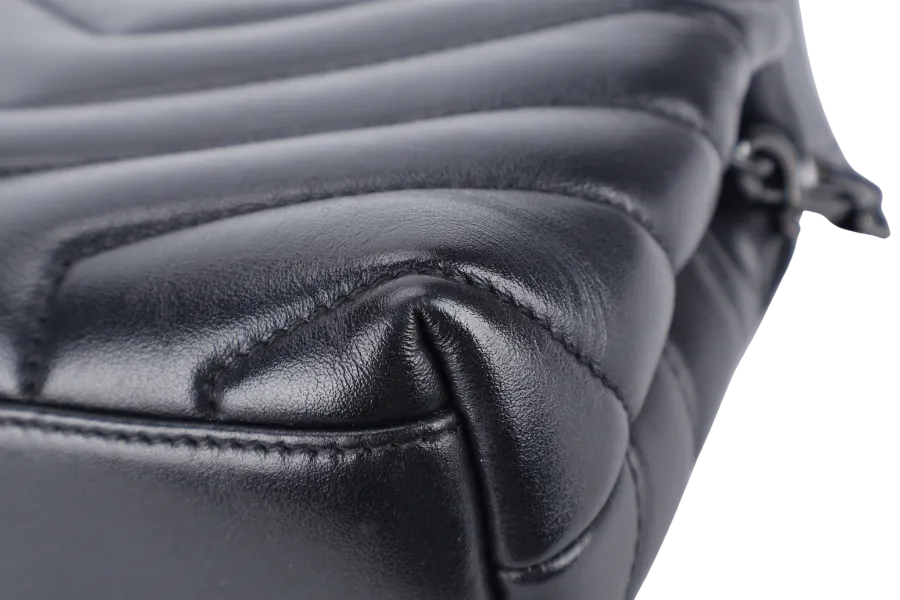 YVES SAINT LAURENT (YSL) LOULOU TOY SO BLACK WITH BLACK CALFSKIN WITH STRAPS AND DUST COVER