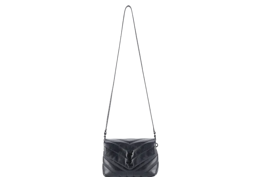 YVES SAINT LAURENT (YSL) LOULOU TOY SO BLACK WITH BLACK CALFSKIN WITH STRAPS AND DUST COVER