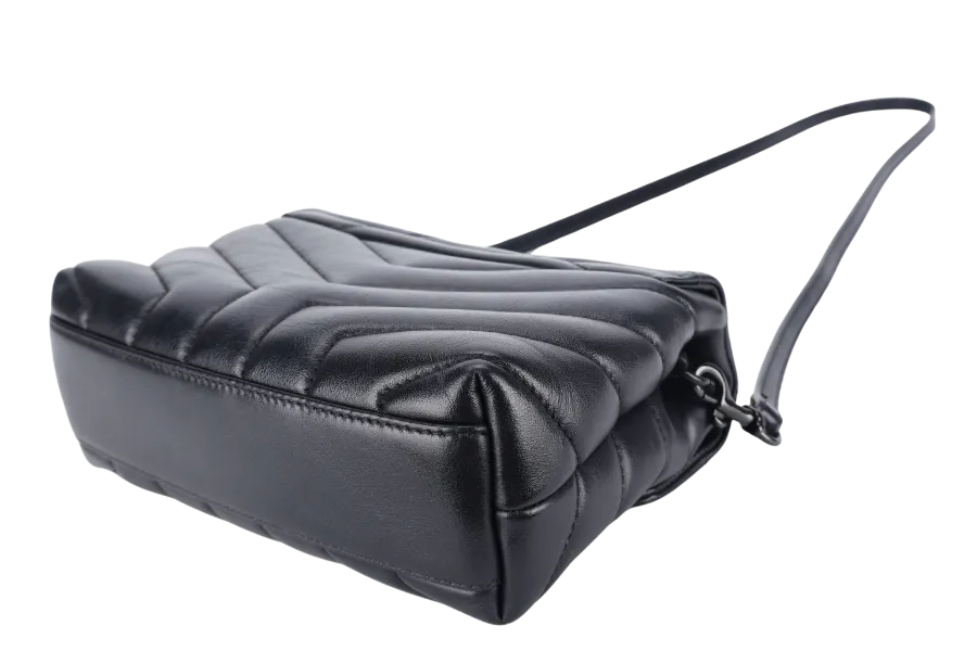 YVES SAINT LAURENT (YSL) LOULOU TOY SO BLACK WITH BLACK CALFSKIN WITH STRAPS AND DUST COVER