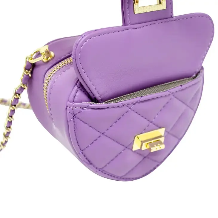 Zomi Gems Quilted Heart Crossbody Bag - Purple
