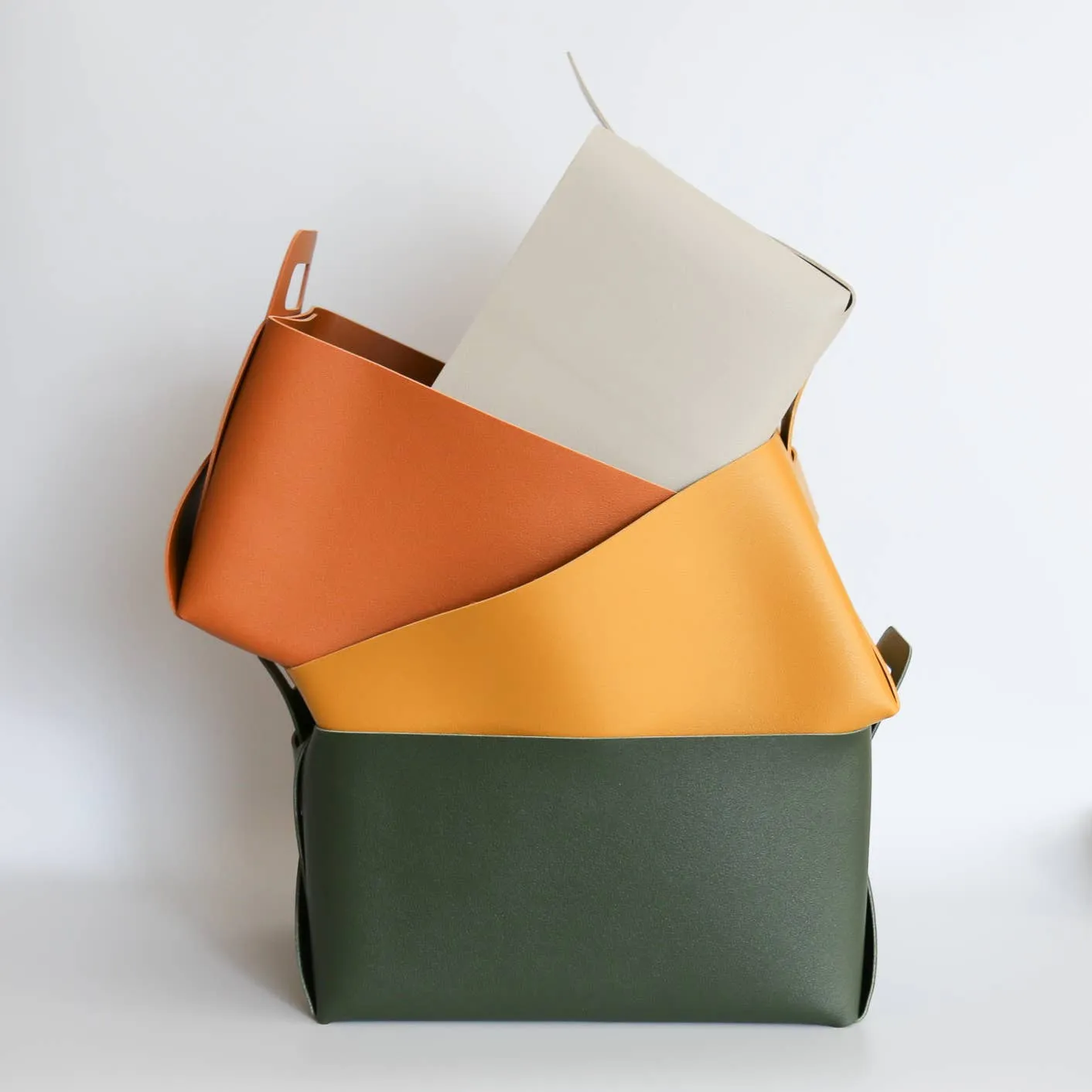 Zora Botanica - Vegan Leather Storage Basket, Medium: Yellow