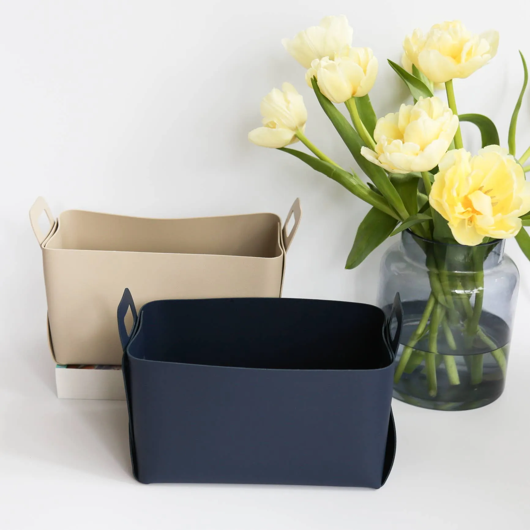 Zora Botanica - Vegan Leather Storage Basket, Medium: Yellow